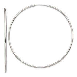 2mm, Sterling Silver, Endless Hoop Earrings - 80mm (3 1/8 Inch)